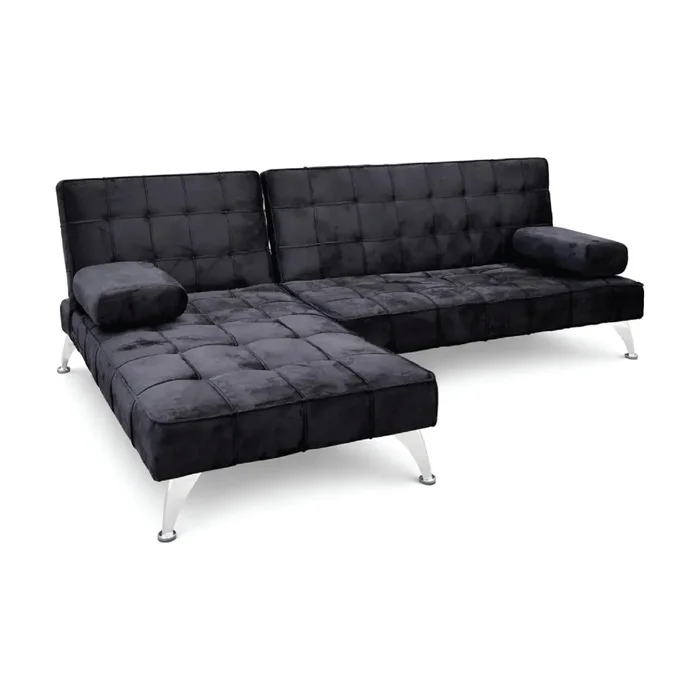Sofá Cama Con Chaise Long Tapizado En Tela en Negro - Sillones y sofás, Uruguay | Soy Hogar