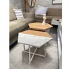 Mesa de Centro Idea (Marrón Claro/Mármol Blanco y Hierro Blanco) - Mesas de living, Uruguay | Berna home, vista 2 de 3