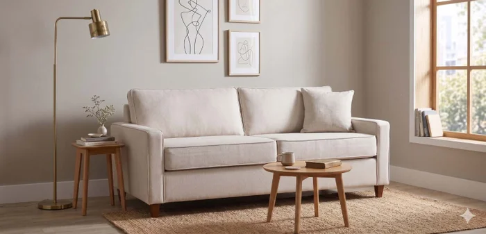 Sofá 3 cps DESIREE - Beige en Beige - Sillones y sofás, Uruguay | Finkel, vista 3