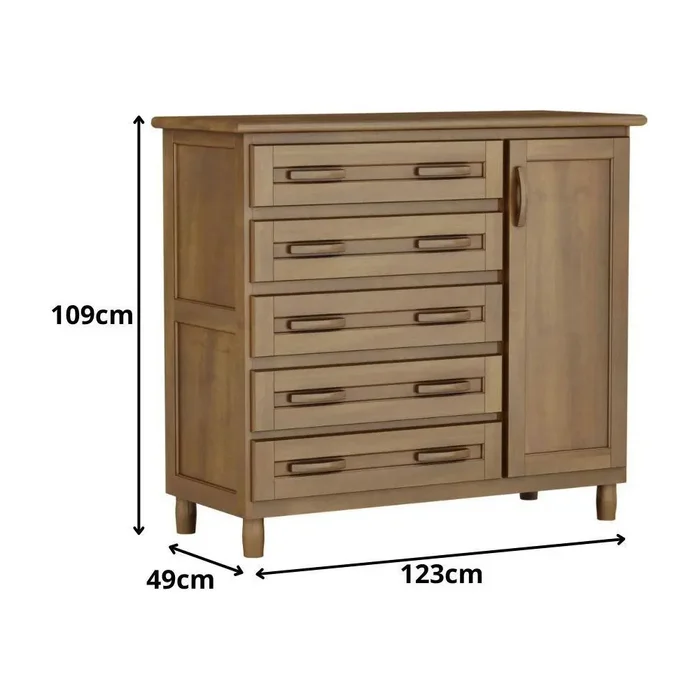 Comoda Zapatera 5 Cajones 1 Puerta 100% Madera en Madera natural - Cómodas, Uruguay | Soy Hogar, vista 6