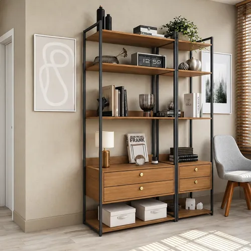 Combo Closet Abierto Modular P49 y P50 - Linea Industrial - Roperos y placares, Uruguay | Balton