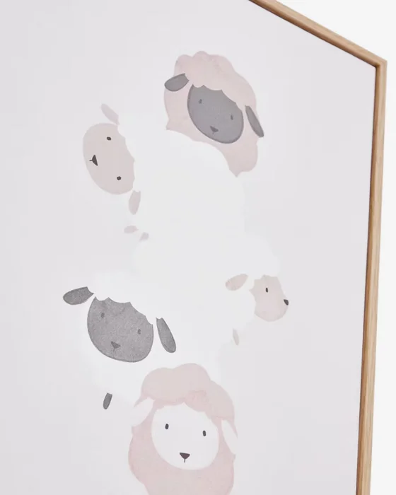 Cuadro Milu - de ovejas beige y blanco 40 x 30 cm en Rosa - Decoración de pared, Uruguay | Kavehome, vista 3