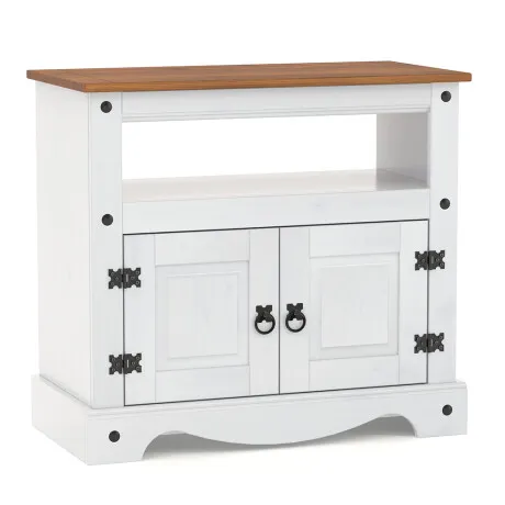 Mesa de tv Linea Naturale - Blanco/Roble en Multicolor - Muebles para TV, Uruguay | La Cueva Muebles