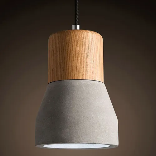 Lámpara en cemento y madera Serafina en Multicolor - Lámparas colgantes, Uruguay | Alta Gracia Deco