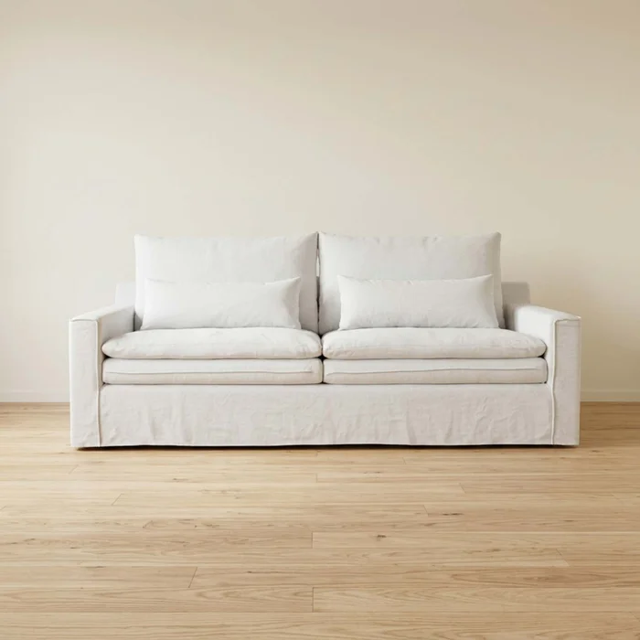 Sofá 3 Cuerpos Tela Blanco Positano en Blanco - Sillones y sofás, Uruguay | Divino