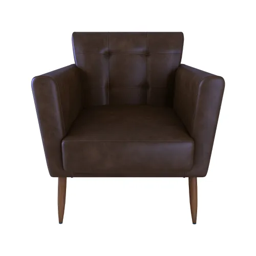 Butaca Poltrona Tapizada Cuertina Pu Patas De Madera - Butacas, banquetas y puffs, Uruguay | Muebles Express