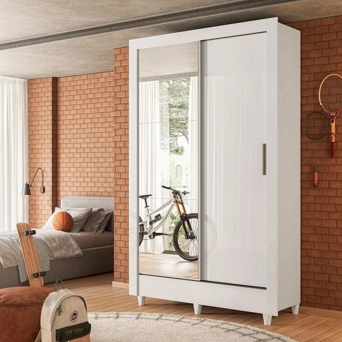 Ropero 2 Puertas Corredizas Con Espejo Y Patas Dormitorio en Blanco - Roperos y placares, Uruguay | Soy Hogar, vista 4