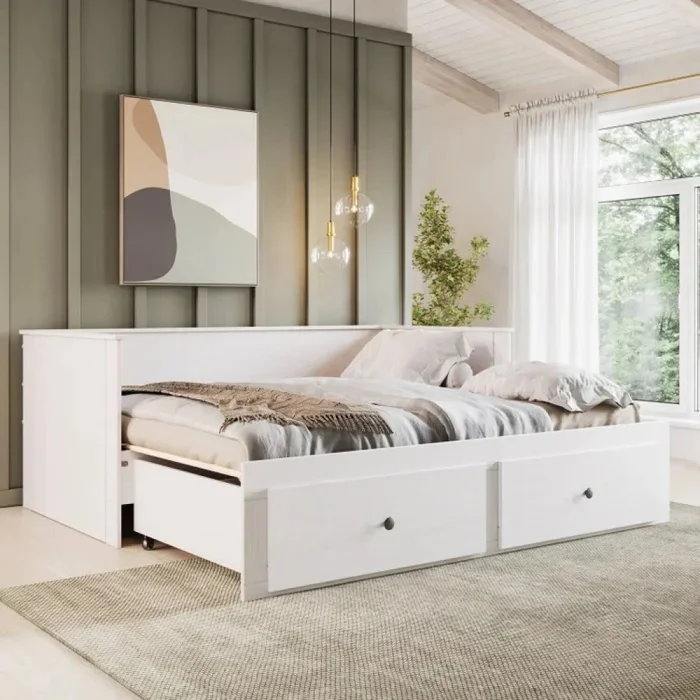 Cama Somnus 1 Plaza / auxiliar - Funcional - Blanco en Blanco - Dormitorio, Uruguay | Ecowood, vista 2