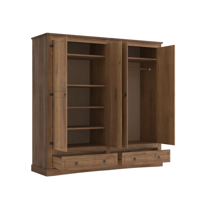Ropero 4 puertas 2 Cajones Madera - Linea mexicana - Nogal, Uruguay | Rústico Hogar, vista 3