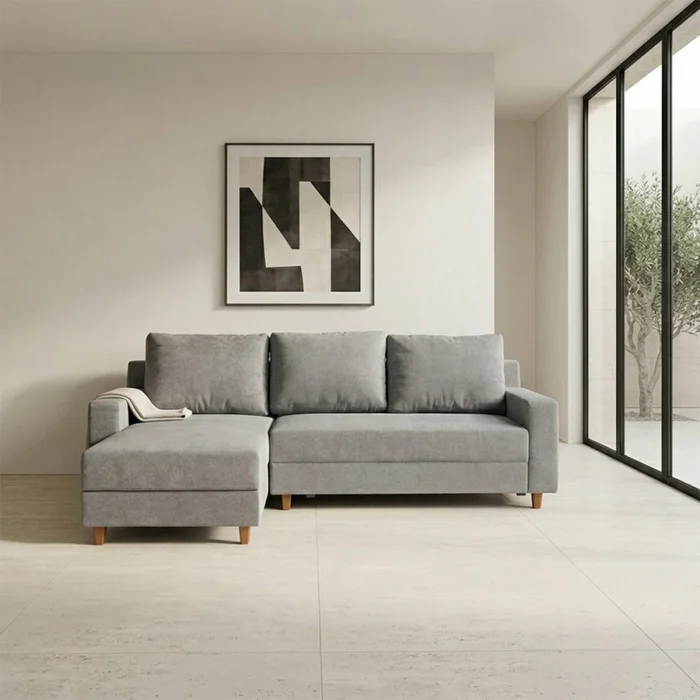 Rinconera Lucci - Tela Microfibra - Chaise izquierdo - Berlin 06 (Grafito) en Gris - Sillones y sofás, Uruguay | NYR, vista 2