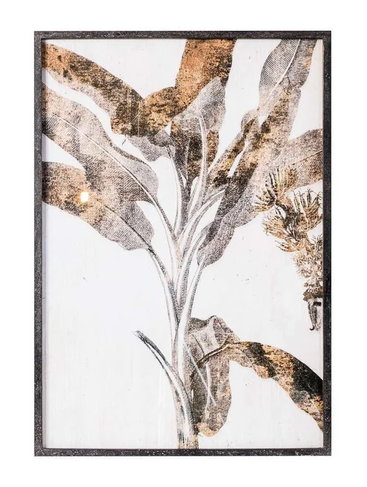 CUADRO PALMA 2 - NEGRO Y METALIZADO - 1.00 X 0.75 MTS en Negro - Decoración de pared, Uruguay | La Iberica