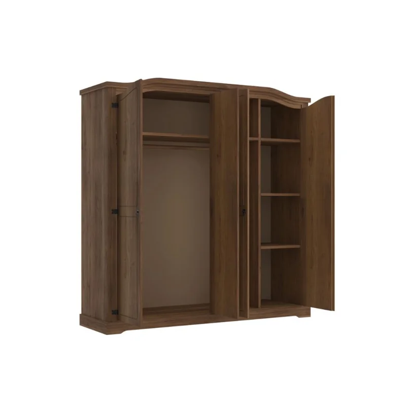 Ropero Curvo 4 Puertas - Linea Mexicana - Nogal en Marrón - Roperos y placares, Uruguay | Rústico Hogar, vista 3