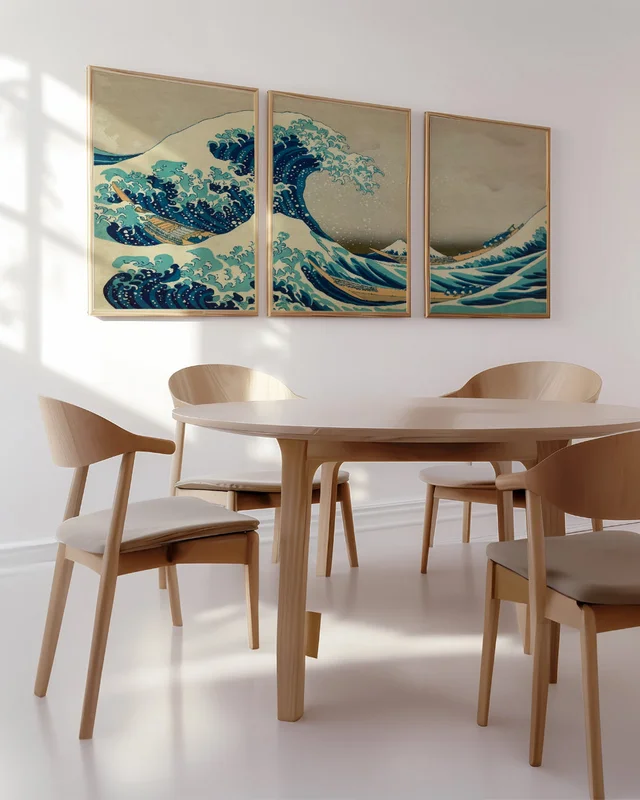 Hokusai - La gran ola de Kanagawa Tríptico en Azul - Láminas, Uruguay | La Cuadrería, vista 3
