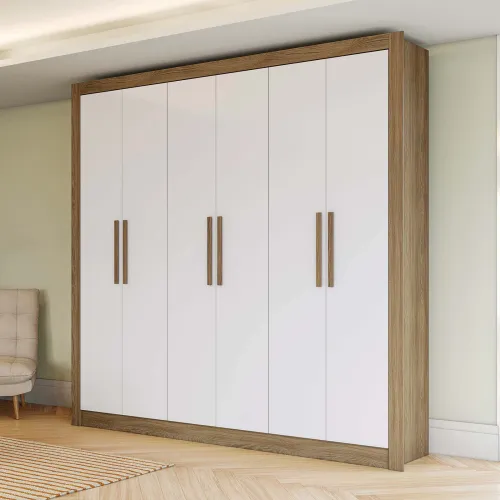 Placard 6 Puertas Mdp Natural-beige Kobe en Blanco - Roperos y placares, Uruguay | Divino