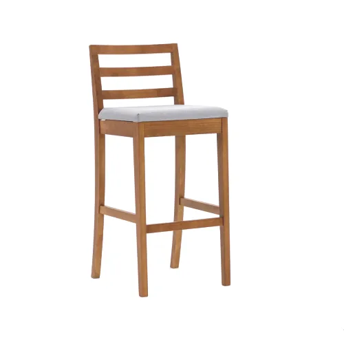 Banco Alto para barra - Madera Clara - Tela Beige en Madera natural - Butacas, banquetas y puffs, Uruguay | Champagne Home