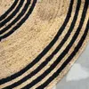 ALFOMBRA YUTE REDONDA CON RAYAS NEGRO en Negro - Textiles, Uruguay | Masinfinito Casa, vista 2 de 2