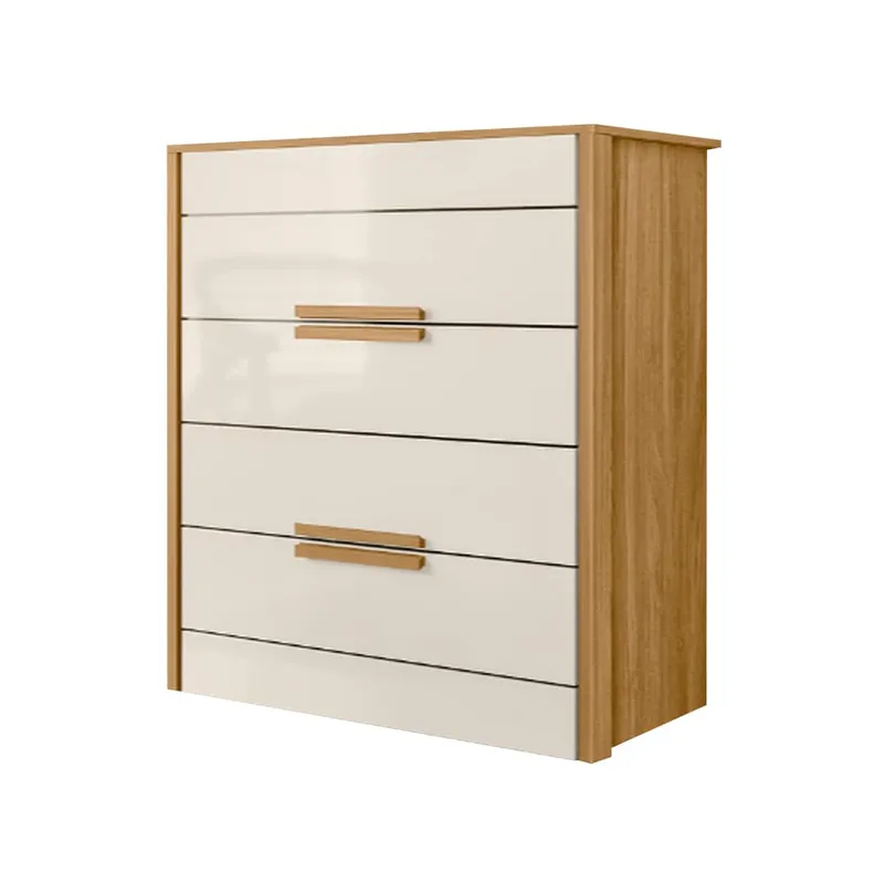 Comoda Cajonera 4 Cajones Correderas Telescópicas Mdp Freijo Off White en Freijo Off White - Cómodas, Uruguay | Lais Muebles
