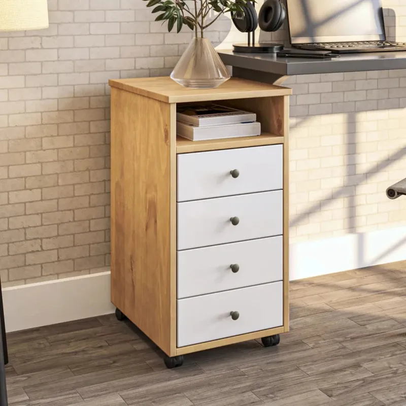 Cómoda 4 Cajones 1 Nicho - Línea Maden - Blanco en Blanco - Cómodas, Uruguay | Ecowood