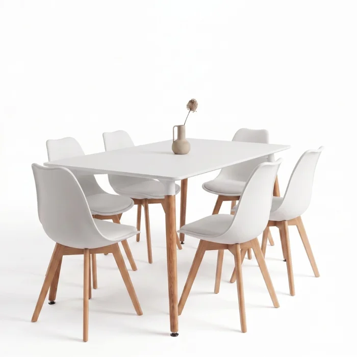 Juego de Comedor 6 Sillas Eames acolchada 120 - Blanco en Blanco - Mesas de comedor, Uruguay | Rústico Hogar, vista 2
