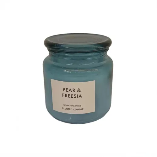 VELA FRASCO C/TAPA VIDRIO D10x11CM CELESTE COTTON en Celeste - Velas y Portavelas, Uruguay | Koz