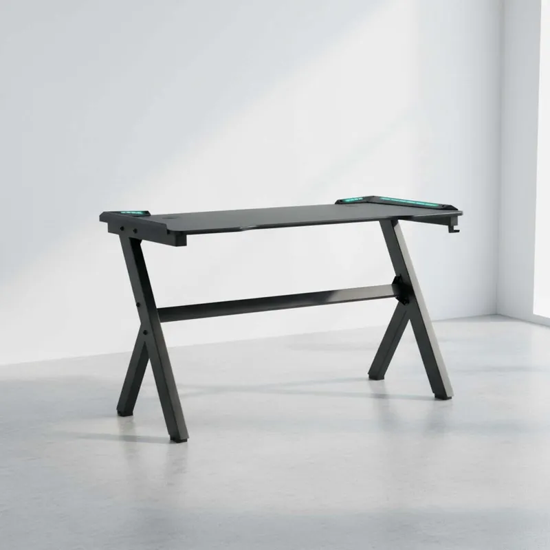 Escritorio Gamer Mdf-y-metal Negro Led en Negro - Escritorios, Uruguay | Divino