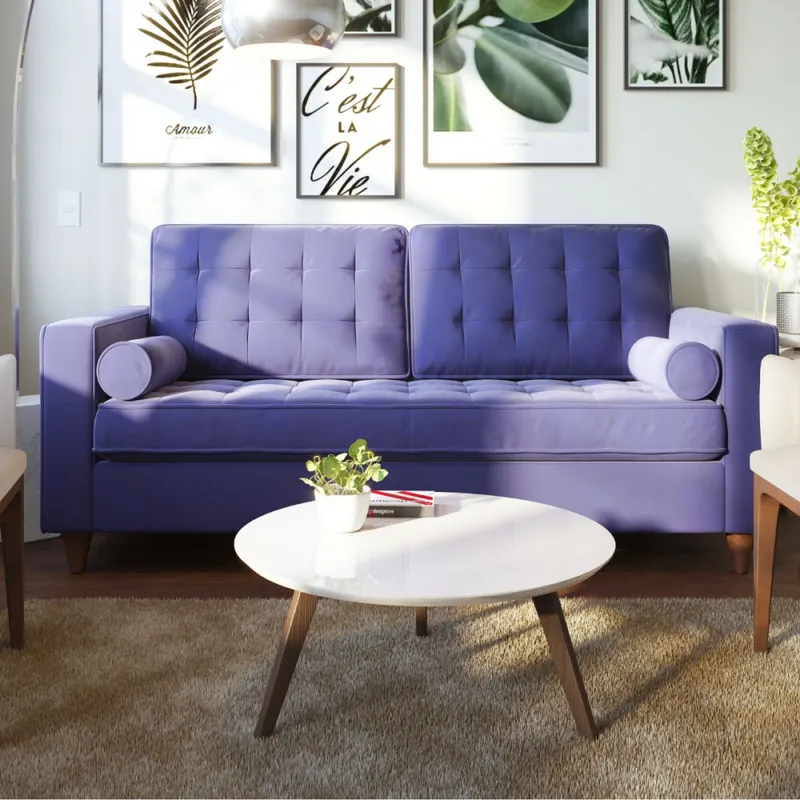 Mesa de Centro Classic - Redonda - Off White y Natural en Blanco - Mesas de living, Uruguay | NYR