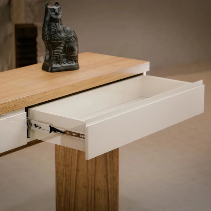 Mesa de Arrime Aparador 2 Cajones SUD - Linea Nevada - Off White / Cinamomo en Multicolor - Mesas de arrimo, Uruguay | Ecowood, vista 5