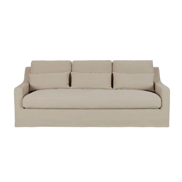 Sofá 3 Cuerpos Tela Verde Singapur Khaki en Beige - Sillones y sofás, Uruguay | Divino, vista 2