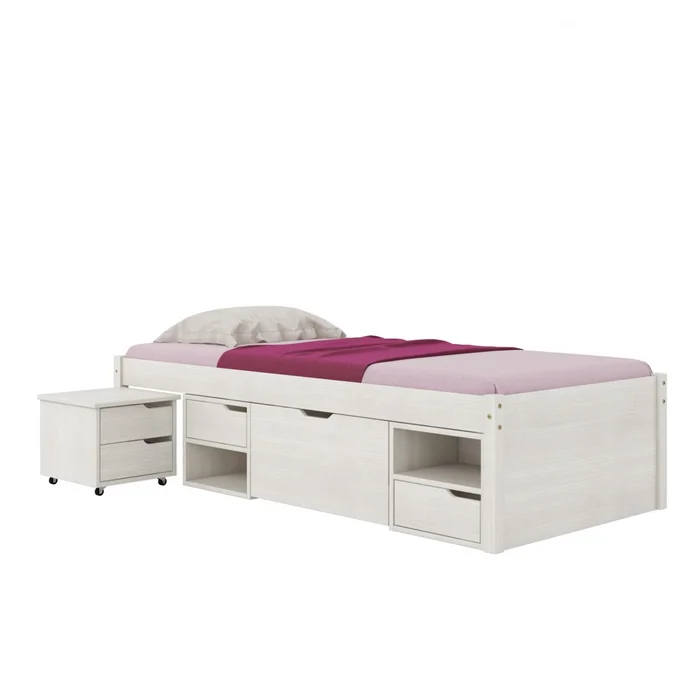 Cama 1 plaza Con Cajones - Linea Charme - Blanco en Blanco - Dormitorio, Uruguay | Rústico Hogar, vista 2