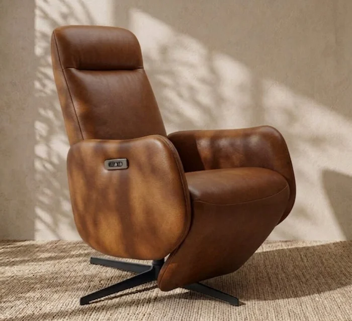 Sillón Reclinable Cuero Aura Amendoa en Marrón - Sillones y sofás, Uruguay | Aihaus