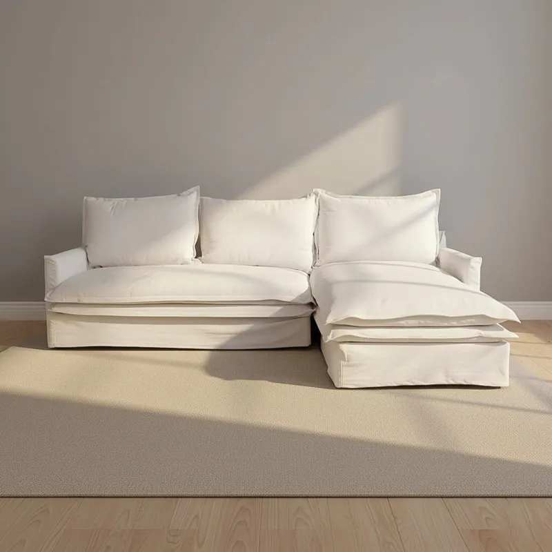 Sofa C/chaise 4 Cuerpos Tela Blanco Alaska en Blanco - Sillones y sofás, Uruguay | Divino