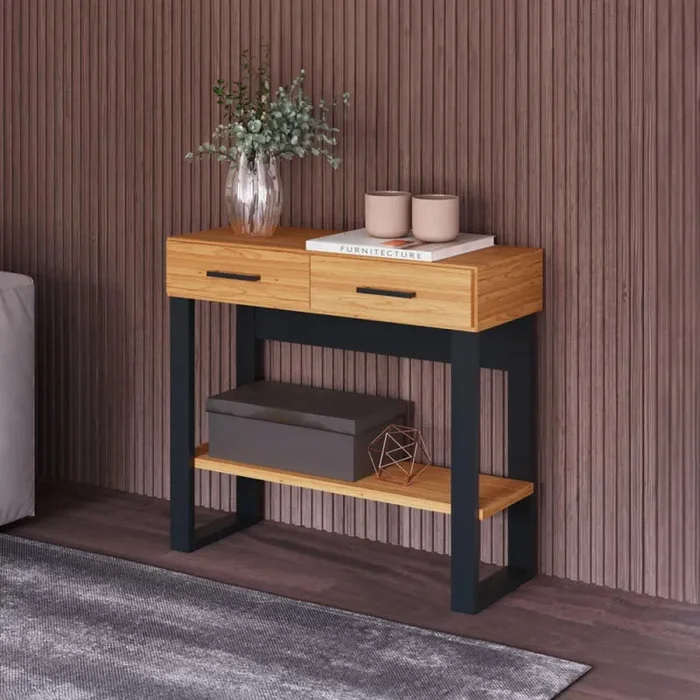 Aparador 2 Cajones 90CM - Linea Factory 100% MDF en Madera natural - Aparadores y recibidores, Uruguay | Balton