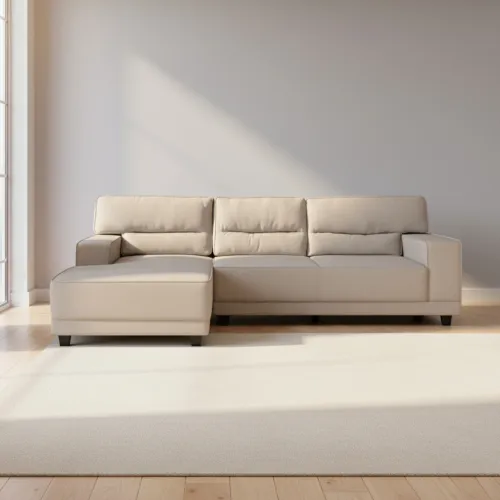 Sofá C/chaise Natural/beige Tela Excelence Izq en Beige - Sillones y sofás, Uruguay | Divino