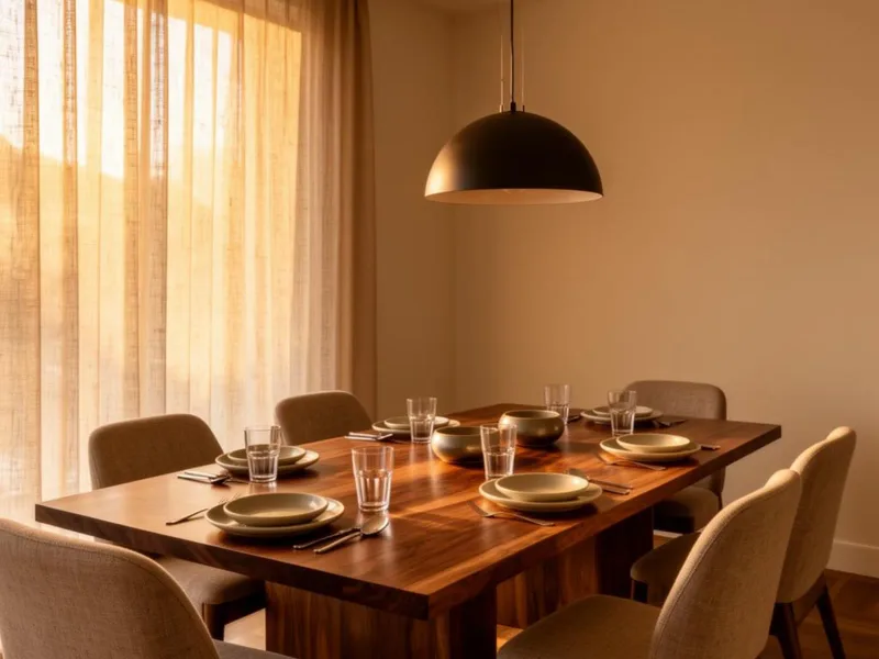 Comedor con mesa y sillas proporcionadas para circular con comodidad