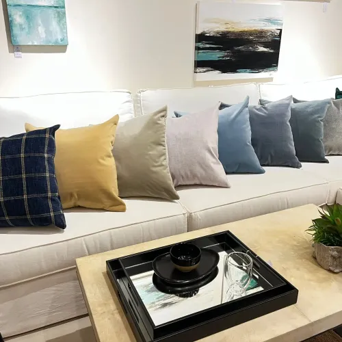 Almohadones terciopelo rectangular - Textiles, Uruguay | FMB