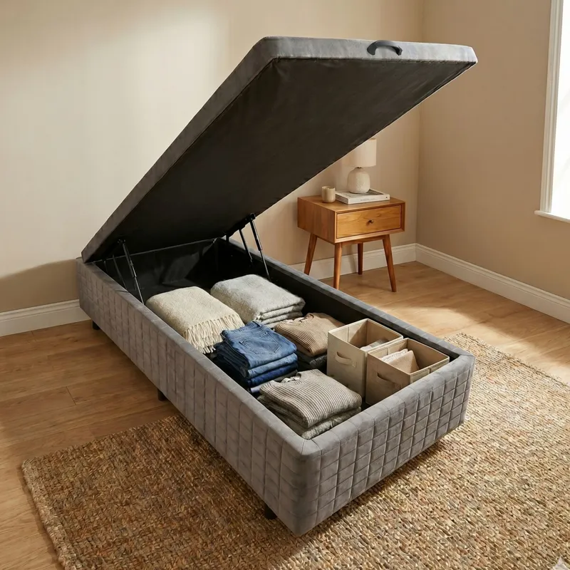 Base Box Baúl 1 Plaza - Mannes en Gris - Dormitorio, Uruguay | Rústico Hogar