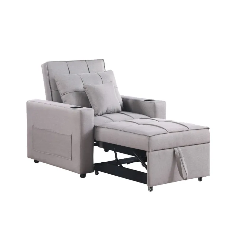 Sofa Cama Una Plaza Tapizado En Tela Color Gris Apertura Frontal en Gris - Sillones y sofás, Uruguay | Soy Hogar