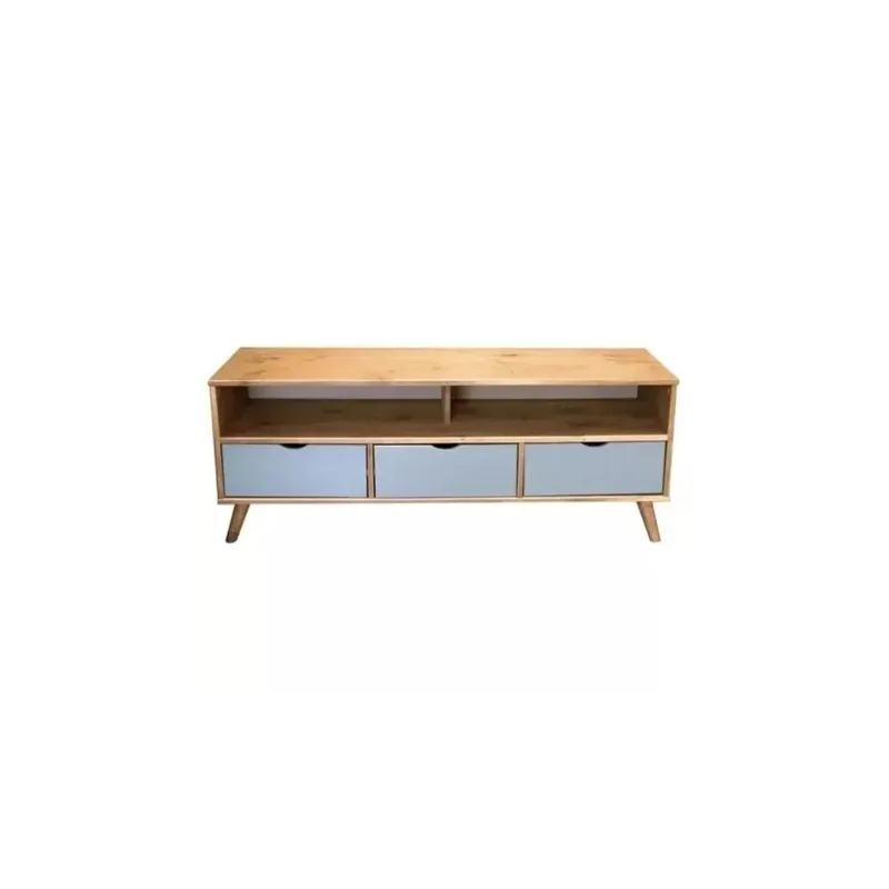 Rack 3 Cajones Madera Gris - Línea Berlín en Gris - Muebles para TV, Uruguay | Ecowood