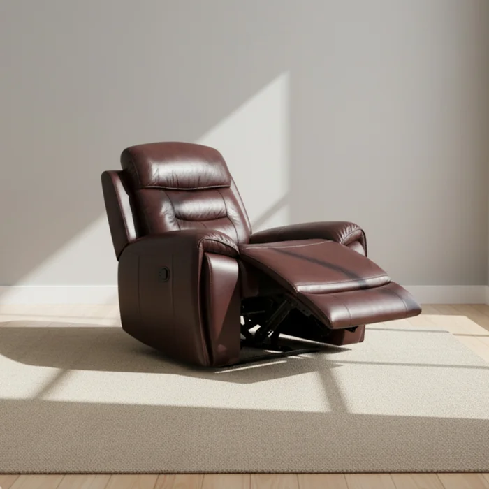 Poltrona Reclinable Cuero Marron Memphis Chocolate en Marrón - Sillones y sofás, Uruguay | Divino