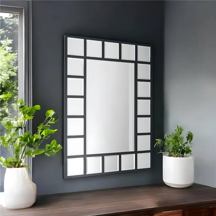 ESPEJO MADERA BORDE CUADRICULADO 61x85CM NEGRO en Negro - Espejos, Uruguay | Koz, vista 2