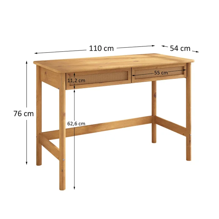 Escritorio 110cm Ratan Bilbao - Madera Maciza en Madera natural - Escritorios, Uruguay | Balton, vista 6