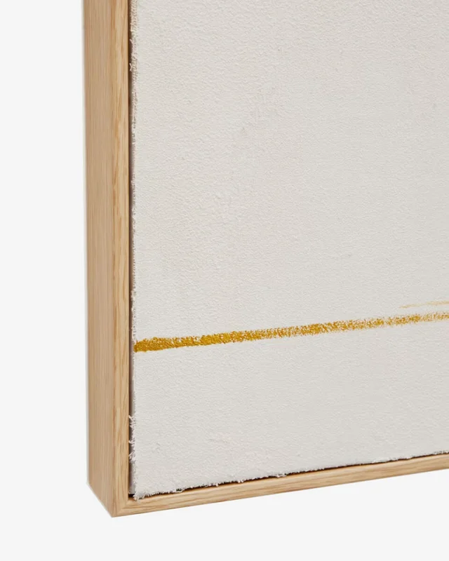 Cuadro abstracto de Salin con raya vertical de lino beige 80 x 100 cm en Beige - Decoración de pared, Uruguay | Kavehome, vista 3