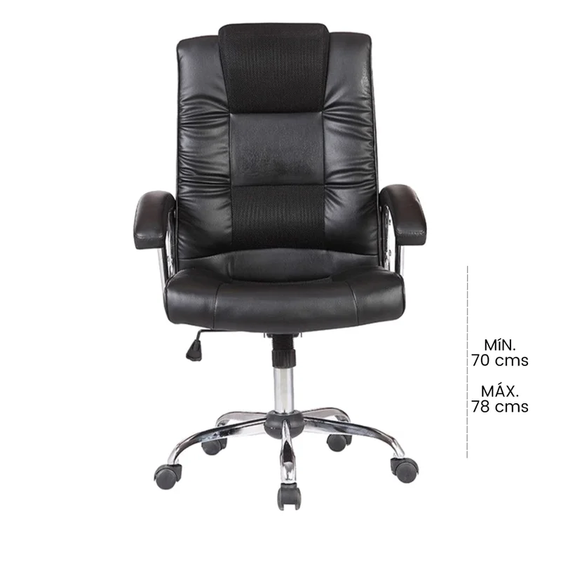 Silla De Escritorio Simil-cuero Negro D-428-1 en Negro - Sillas de escritorio, Uruguay | Divino, vista 4