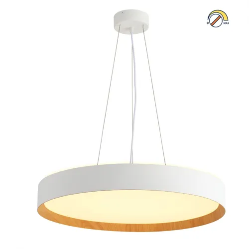 Luminaria led suspender blanca y madera 48W dimerizable, 50cm en Multicolor - Lámparas colgantes, Uruguay | Iluminica