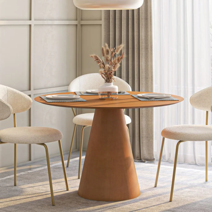 Mesa de Comedor Cone - Redonda - 120 - Roble en Beige - Mesas de comedor, Uruguay | NYR, vista 2