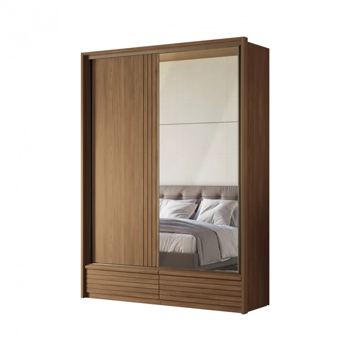 Ropero Demócrata 2 Puertas Corredizas y Espejo - Linea Fit - Marron en Marrón - Roperos y placares, Uruguay | Rústico Hogar