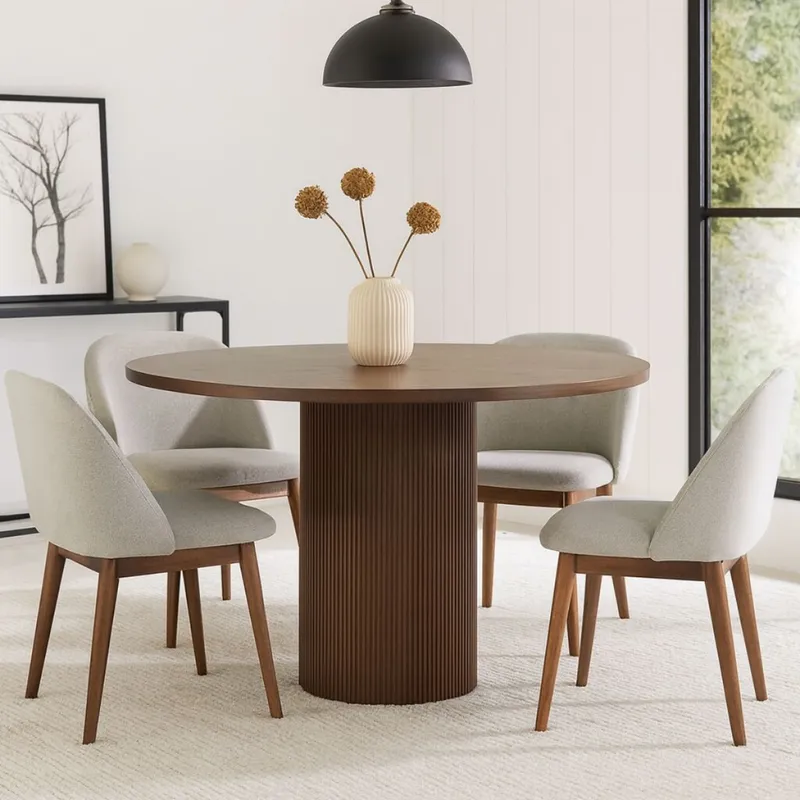 MESA DE COMEDOR OLIVE MARRÓN CIRCULAR en Marrón - Mesas de comedor, Uruguay | Viasono