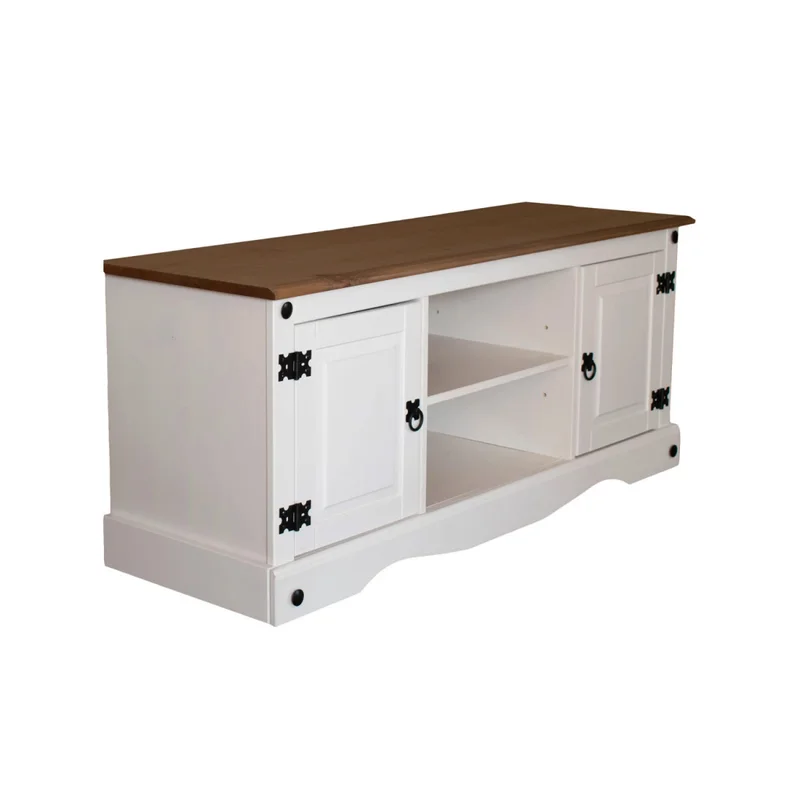 Rack 2 Puertas Línea Naturale 110 cm - Blanco/Roble en Multicolor - Muebles para TV, Uruguay | La Cueva Muebles, vista 4