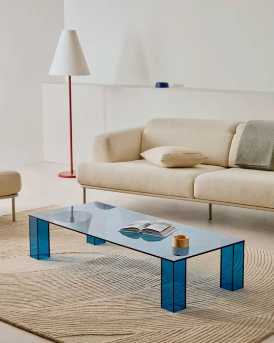 Mesa de centro Adularia de cristal templado - azul 140 x 60 cm en Azul - Mesas de living, Uruguay | Kavehome, vista 2