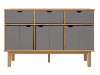 Aparador 3P y 3C Mel/Gris Linea Nordica en Madera Maciza en Madera natural - Aparadores y recibidores, Uruguay | Quesal, vista 4